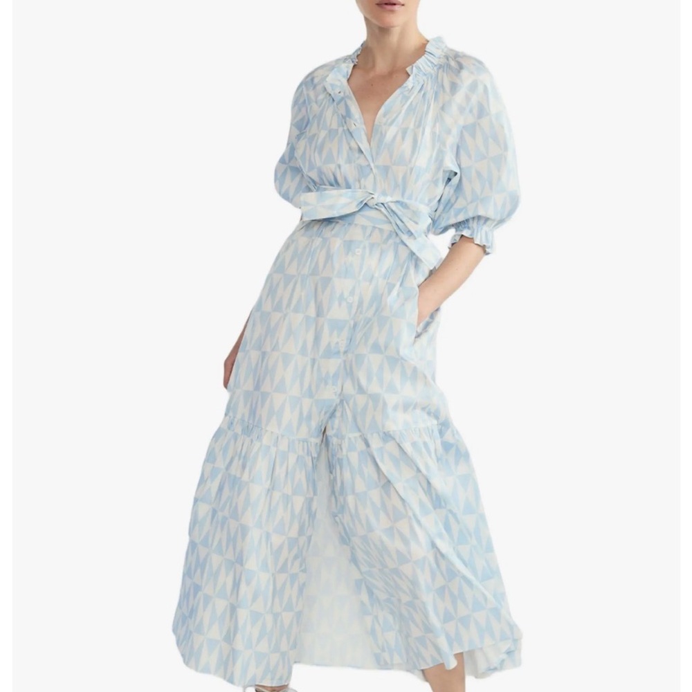 Cynthia Rowley Light Blue Geometric Midi Dress | Montauk Cotton Dress